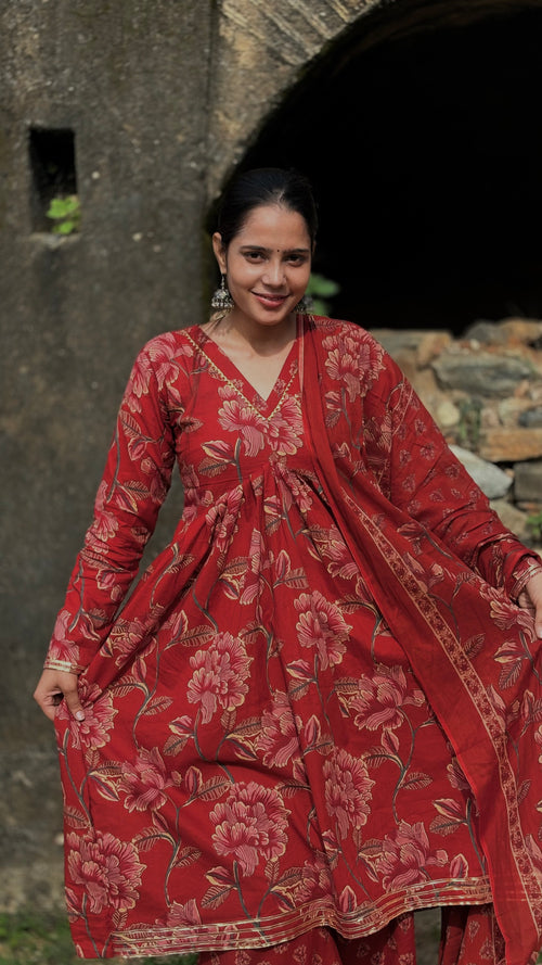 Cotton kurti plazzo pant with duptta