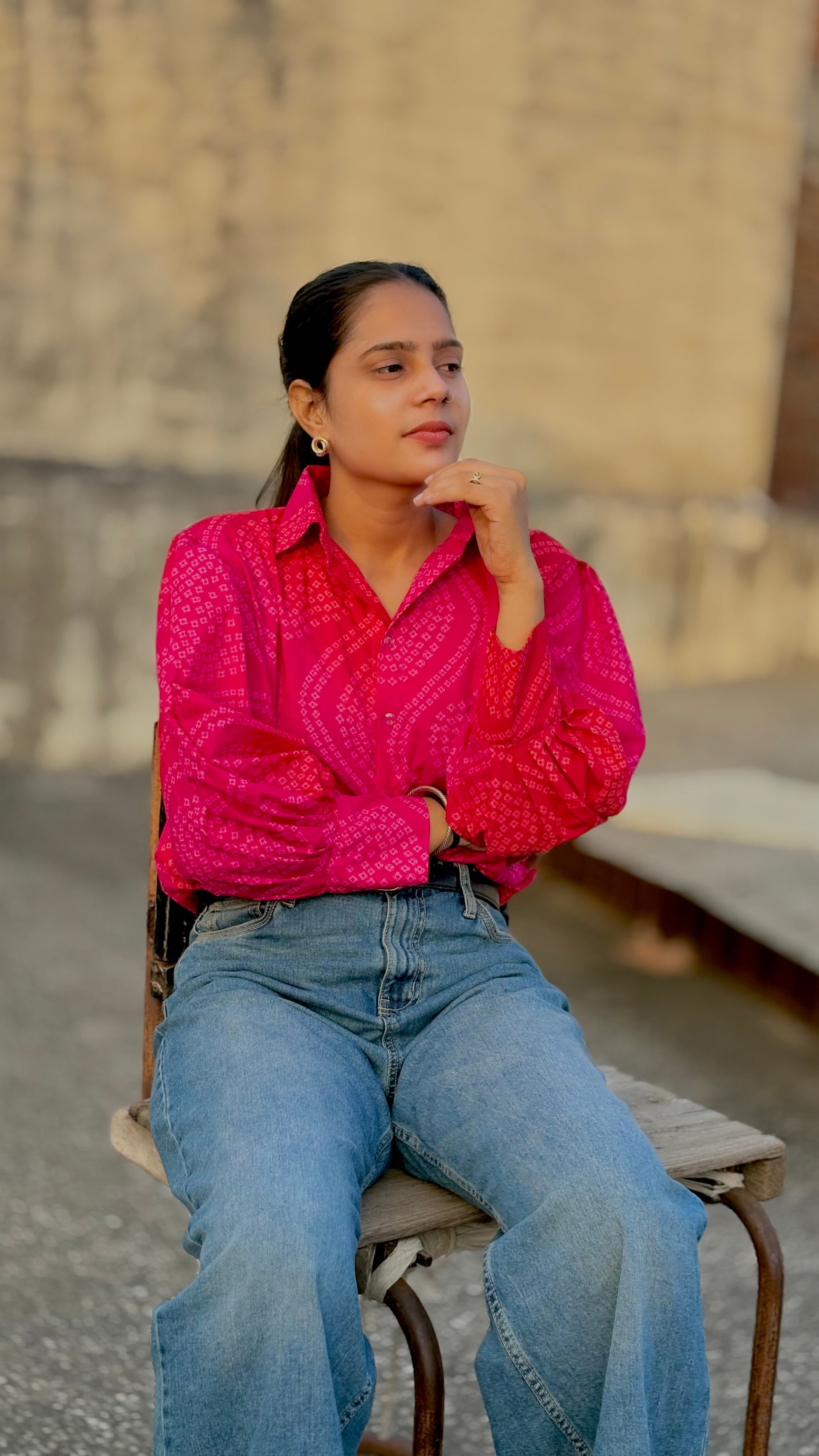 Chundar cotton shirt with balloon sleeves