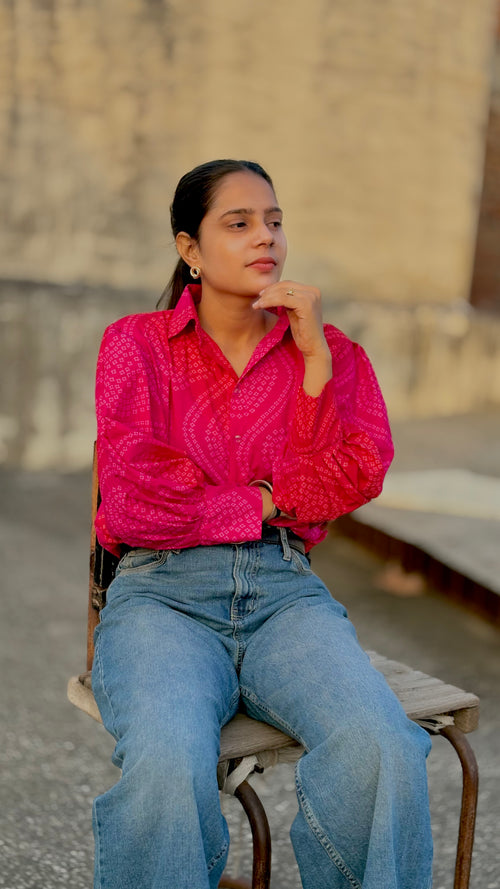 Chundar cotton shirt with balloon sleeves