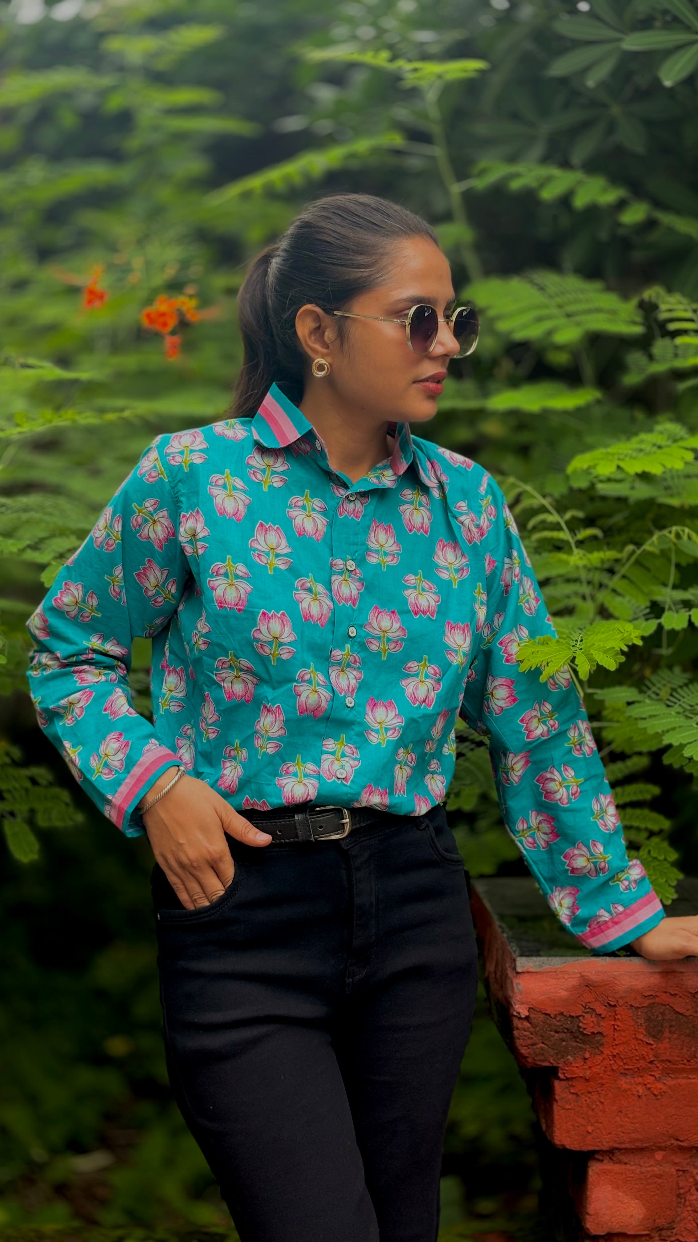 Lotus printed shirt