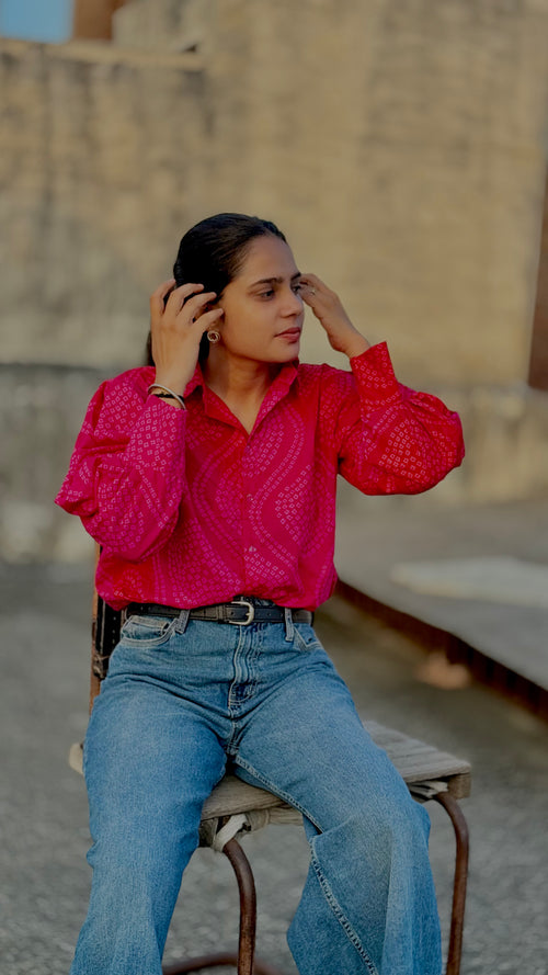 Chundar cotton shirt with balloon sleeves